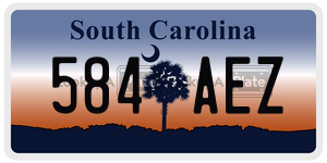 584AEZ  license plate in SC