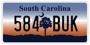 584BUK  license plate in SC