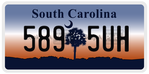 5895UH  license plate in SC