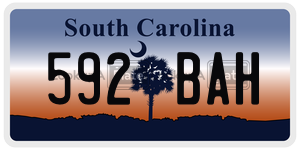 592BAH license plate in South Carolina