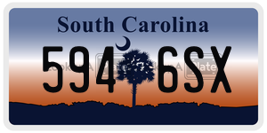 5946SX license plate in South Carolina