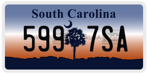 5997SA license plate in South Carolina