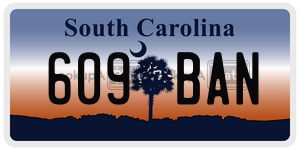 609BAN license plate in South Carolina