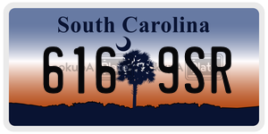 6169SR  license plate in SC