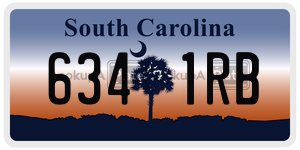 6341RB  license plate in SC