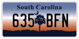 635BFN license plate in South Carolina