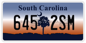 6452SM license plate in South Carolina