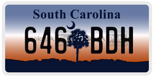 646BDH  license plate in SC