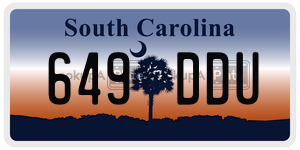 649DDU  license plate in SC