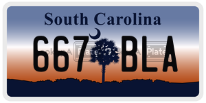 667BLA license plate in South Carolina