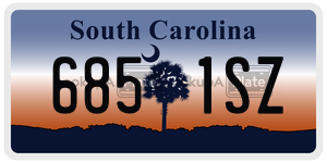 6851SZ  license plate in SC