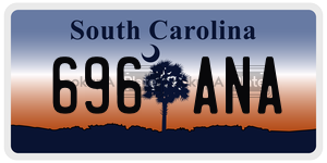 696ANA license plate in South Carolina