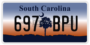 697BPU  license plate in SC