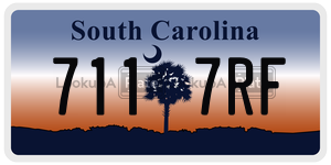 7117RF license plate in South Carolina