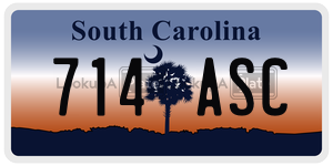 714ASC license plate in South Carolina