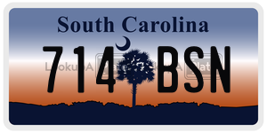 714BSN  license plate in SC