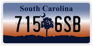 7156SB license plate in South Carolina