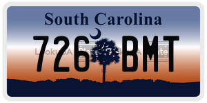 726BMT license plate in South Carolina