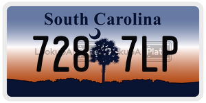 7287LP  license plate in SC
