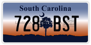728BST  license plate in SC