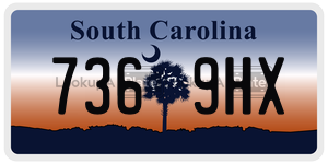 7369HX  license plate in SC
