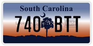 740BTT  license plate in SC