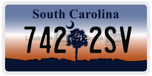 7422SV license plate in South Carolina