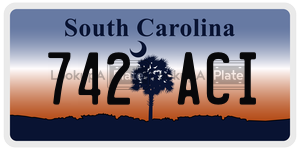 742ACI  license plate in SC