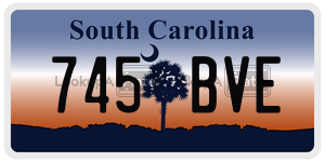745BVE  license plate in SC