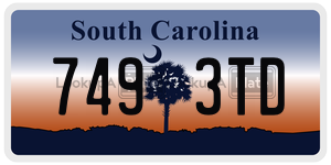 7493TD  license plate in SC