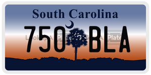 750BLA license plate in South Carolina