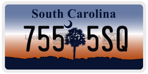 7555SQ license plate in South Carolina