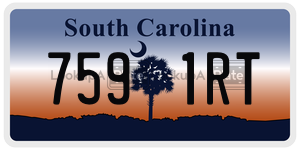 7591RT license plate in South Carolina