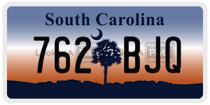 762BJQ license plate in South Carolina