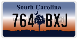 764BXJ  license plate in SC