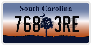 7683RE license plate in South Carolina