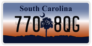7708QG license plate in South Carolina