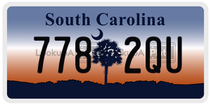 7782QU  license plate in SC
