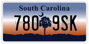 7809SK  license plate in SC