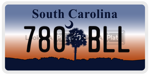 780BLL  license plate in SC