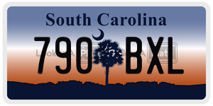 790BXL  license plate in SC