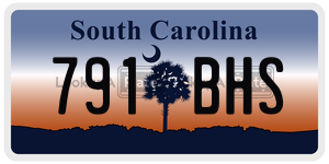 791BHS license plate in South Carolina