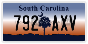 792AXV  license plate in SC