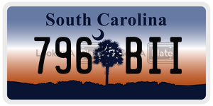 796BII  license plate in SC