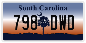 798DWD  license plate in SC