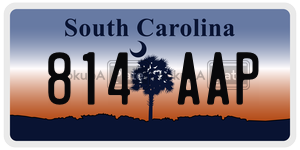 814AAP  license plate in SC
