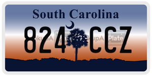 824CCZ  license plate in SC
