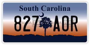827AOR  license plate in SC