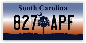 827APF  license plate in SC