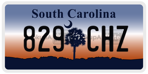 829CHZ  license plate in SC